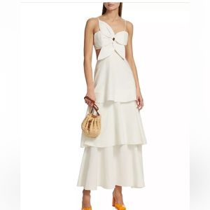 Farm Rio Flower Tiered Maxi Dress White in Size Small